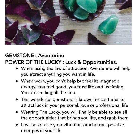 NWT TheCrystalBabes Magic Necklace (Aventurine) - The Lucky - Silver - Picture 3 of 3